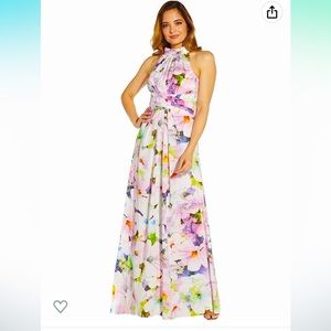 NWT Adrianna Papell Women's Floral Halter Gown.